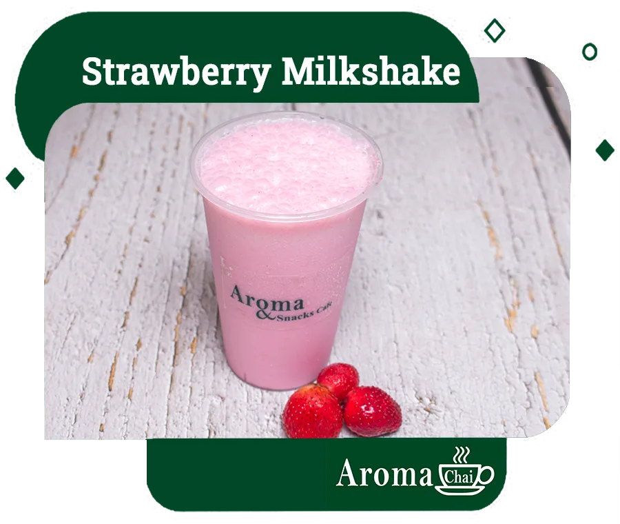 Strawberry milkshake at Aroma Chai