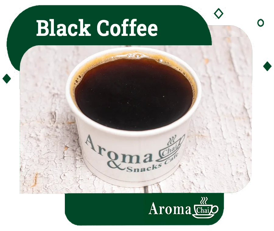 Black coffee at Aroma Chai cafe