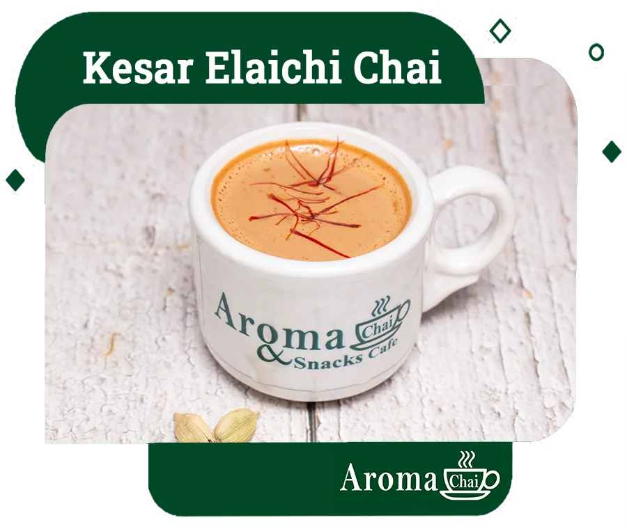 Kesar Elaichi Chai (saffron cardamom tea) at Aroma Chai